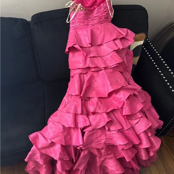 Tony Bowls Pink and Leopard Prom Dress - Picture 5 of 8